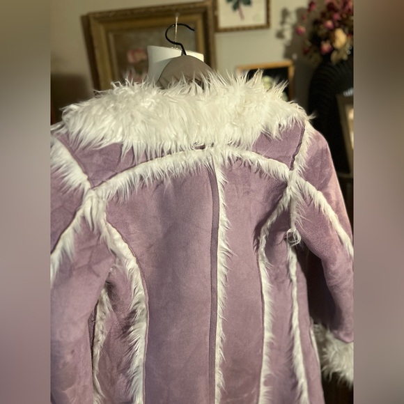 Girls Mexx Lavender penny lane Coat, Faux Fur, size 9/10, embroidered - Picture 11 of 13